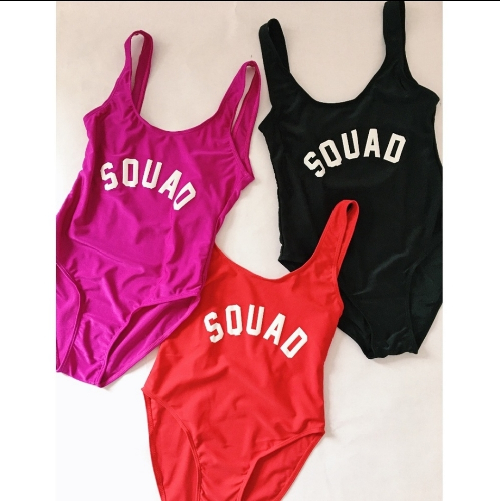 🆕️ Red "Squad" One Piece Swimsuit - Picture 3 of 5